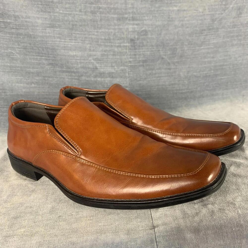 Call It Spring Mens Size 8 Vegan Leather Tan Dress Shoes Loafer Slip On Shoe